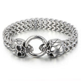 Antique Silver Skull Bracelet Stainless Steel 8.66inch