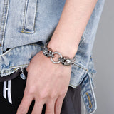 Antique Silver Skull Bracelet Stainless Steel 8.66inch
