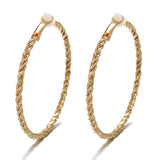 Silver Big Round Hoop Clip Earrings No Hole for Women Twisted Circle