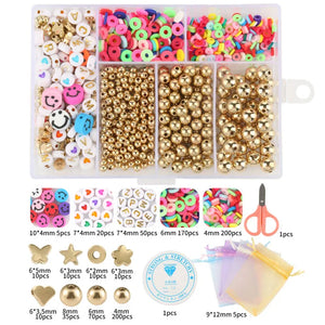 Silver Spacer Bead Kits Letter Clay Acrylic Loose Beads DIY Sets