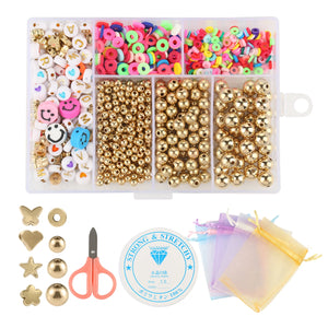 Silver Spacer Bead Kits Letter Clay Acrylic Loose Beads DIY Sets