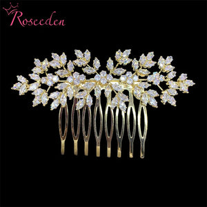 Silver CZ Bridal Hair Comb Zircon Flower Headpiece