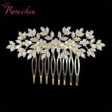 Silver CZ Bridal Hair Comb Zircon Flower Headpiece
