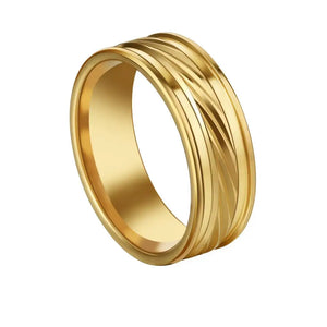 Men's Stainless Steel Carved Band Ring