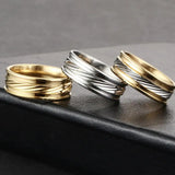 Men's Stainless Steel Carved Band Ring