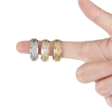 Silver Casual Wedding Band Rings Stainless Steel Rhinestone Carved Finger Rings