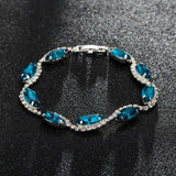 Crystal Round Bracelet Silver Chain Women's Bridal Wedding Jewelry Gift