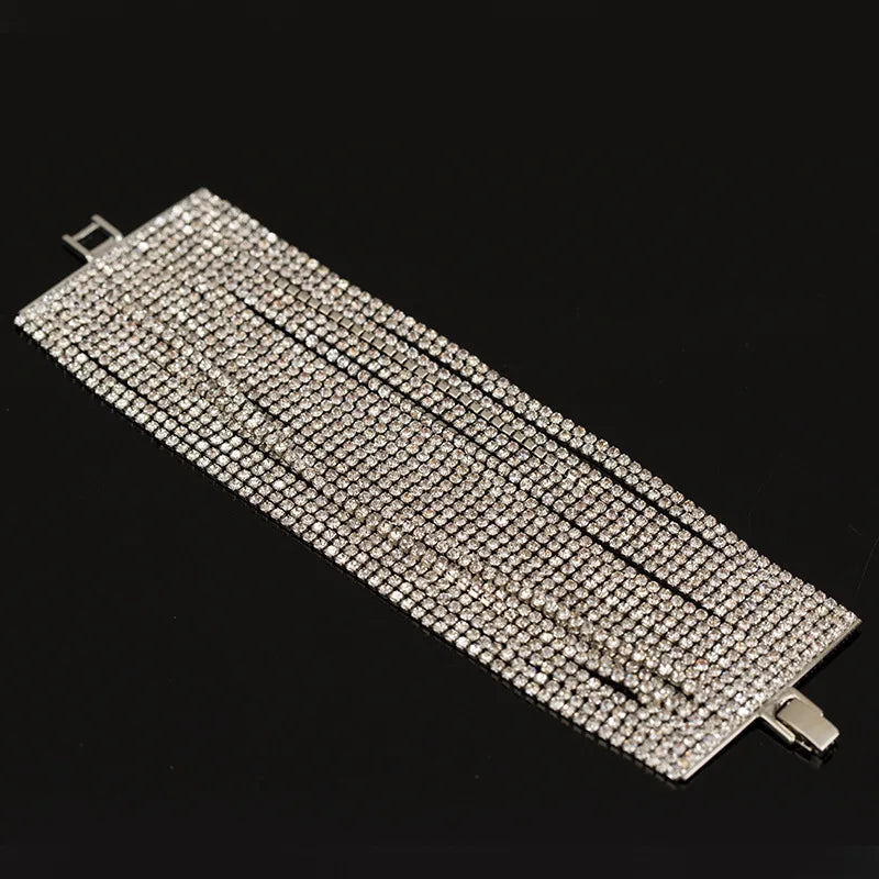 Crystal Round Bracelet Silver Chain Women's Bridal Wedding Jewelry Gift