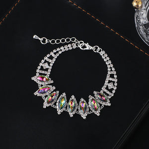 Crystal Round Bracelet Silver Chain Women's Bridal Wedding Jewelry Gift