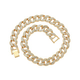 Silver Cuban Chain Necklace Zircon Pendant Choker Collar