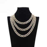 Silver Cuban Chain Necklace Zircon Pendant Choker Collar