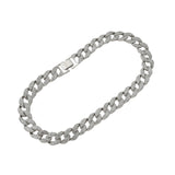 Silver Cuban Chain Necklace Zircon Pendant Choker Collar