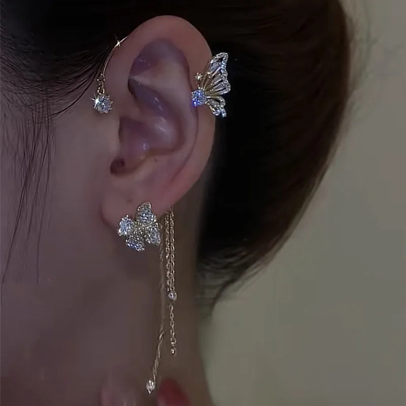Crystal Butterfly Ear Cuff Clip - Wedding Jewelry