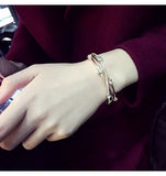 Silver Charm Bracelet with Crystals for Women