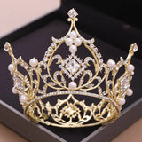 Crystal Pearls Tiaras Crown Bride Wedding Hair Jewelry