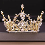 Crystal Pearls Tiaras Crown Bride Wedding Hair Jewelry
