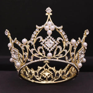 Crystal Pearls Tiaras Crown Bride Wedding Hair Jewelry