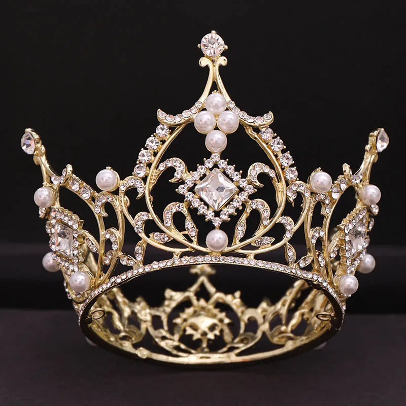 Crystal Pearls Tiaras Crown Bride Wedding Hair Jewelry