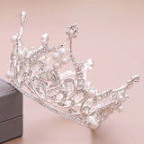 Crystal Pearls Tiaras Crown Bride Wedding Hair Jewelry