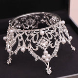 Crystal Pearls Tiaras Crown Bride Wedding Hair Jewelry