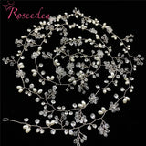 Silver Bride Headband Hair Vine Crystal Floral Pearls Tiara