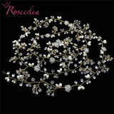 Silver Bride Headband Hair Vine Crystal Floral Pearls Tiara