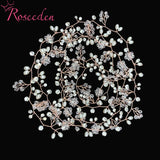 Silver Bride Headband Hair Vine Crystal Floral Pearls Tiara