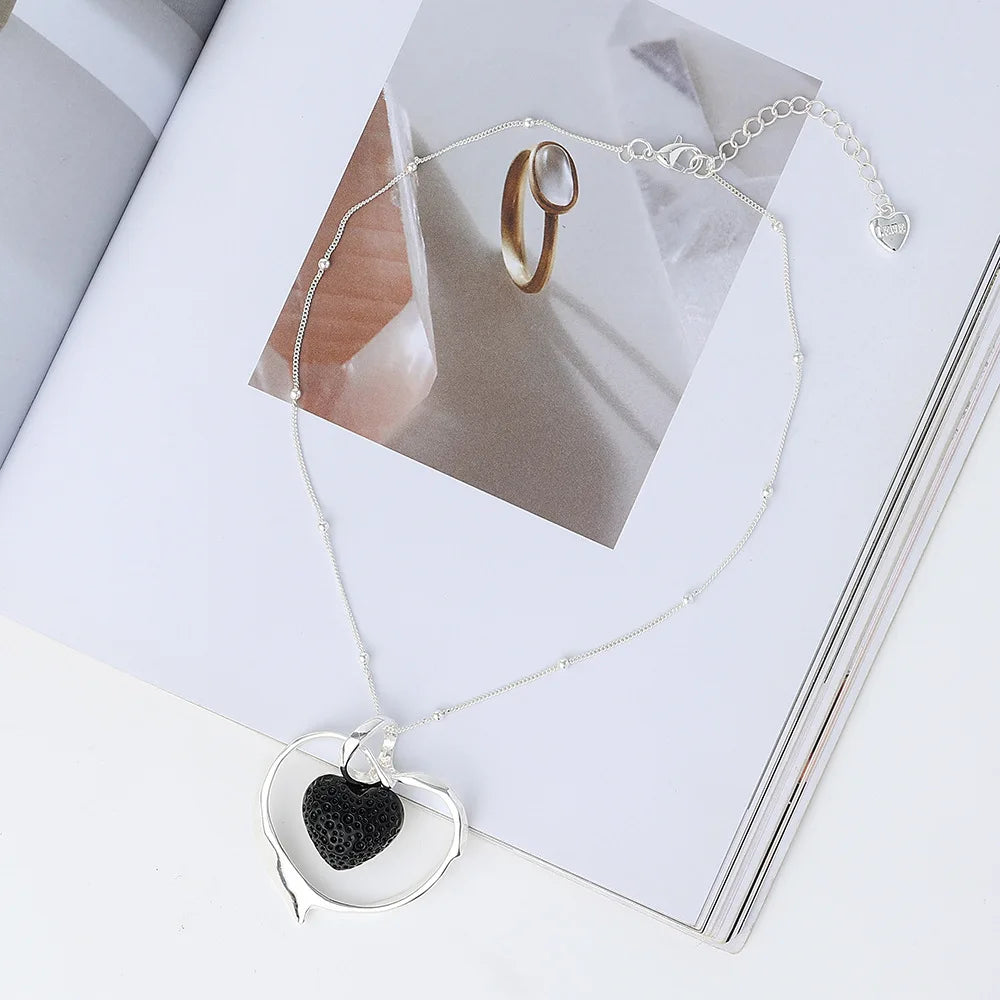 Silver Heart Shaped Pendants Necklace Jewelry For Women Christmas