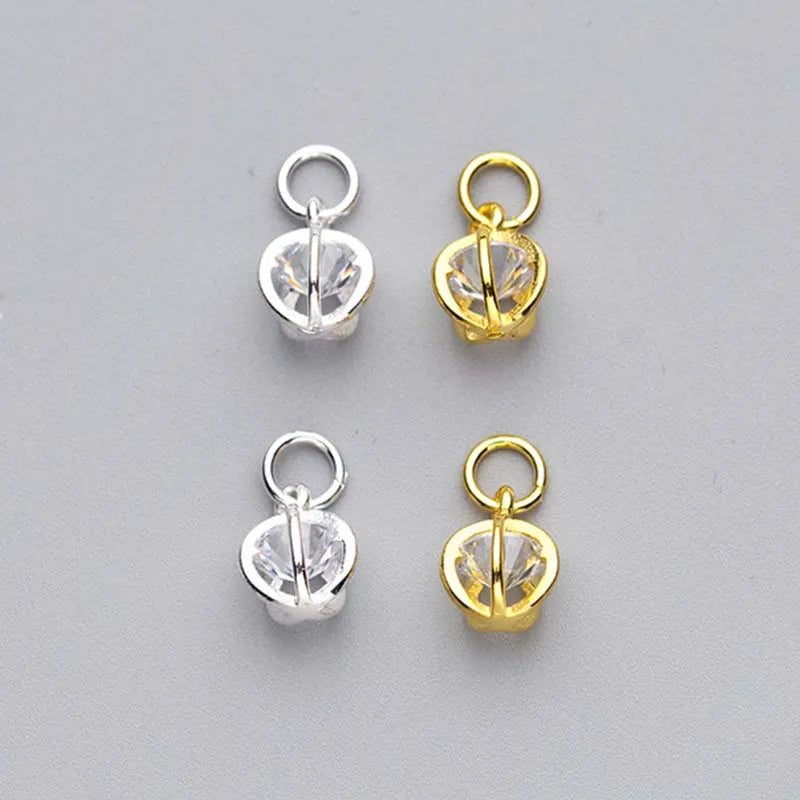 925 Silver Hollow Ball Zircon Charms 10x7mm