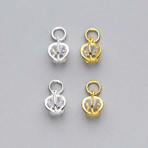 925 Silver Hollow Ball Zircon Charms 10x7mm