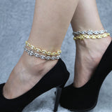 Silver Coffee Bean Link Anklet Hip hop Women Jewelry