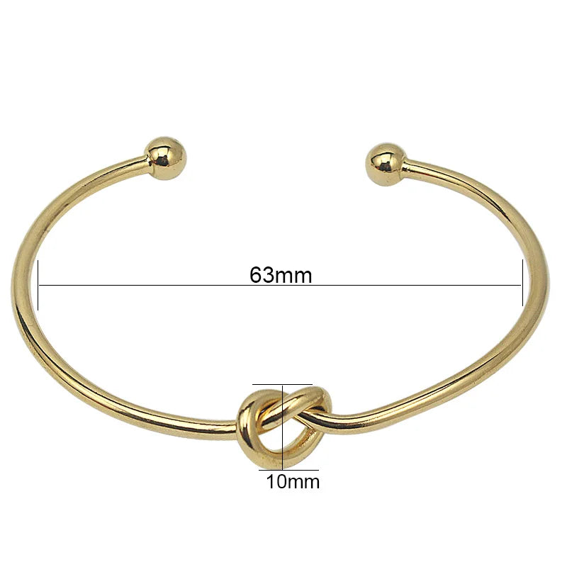 Gold/Silver Knot Bangle & Bracelet Stainless Steel 8 Words/Heart Shape Bracelet