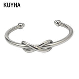 Gold/Silver Knot Bangle & Bracelet Stainless Steel 8 Words/Heart Shape Bracelet