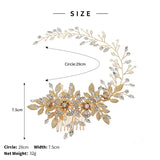 Silver Leaf Bridal Hair Comb Vine Rhinestone Pearl Wedding Headband