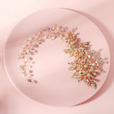 Silver Leaf Bridal Hair Comb Vine Rhinestone Pearl Wedding Headband