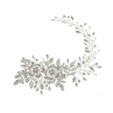 Silver Leaf Bridal Hair Comb Vine Rhinestone Pearl Wedding Headband