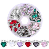 Silver Love Heart Charm Jewelry Making Kit Rhinestone Crystal Heart Pendant