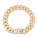 Men Hip Hop Cuban Link Chain Bracelets Iced Out Rhinestone Cuban Chain