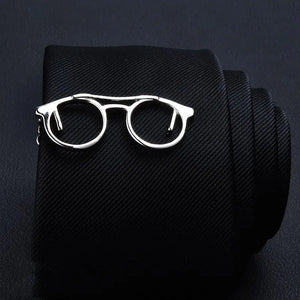 Silver Metal Tie Clip for Men Glasses Scissors Necktie Pin