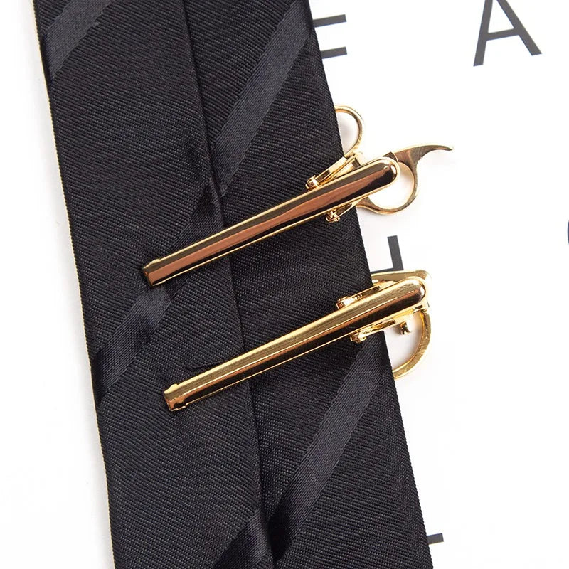 Silver Metal Tie Clip for Men Glasses Scissors Necktie Pin