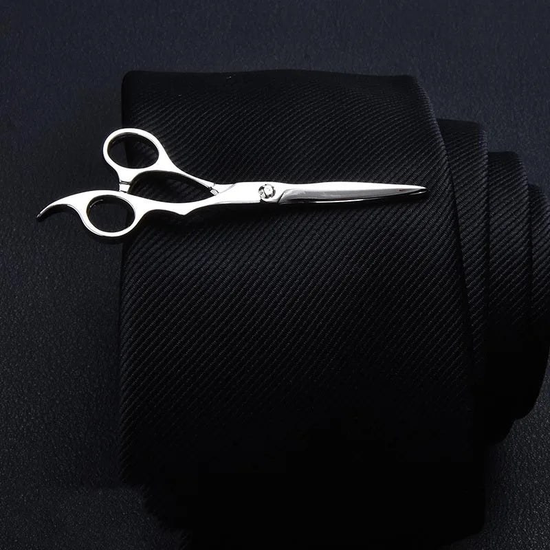 Silver Metal Tie Clip for Men Glasses Scissors Necktie Pin