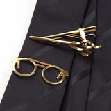 Silver Metal Tie Clip for Men Glasses Scissors Necktie Pin
