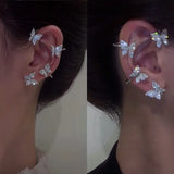 Zircon Butterfly Ear Clips, No Piercing, Sparkling Wedding Jewelry