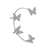 Silver Butterfly Ear Clips for Women Zircon Ear Cuff Earrings