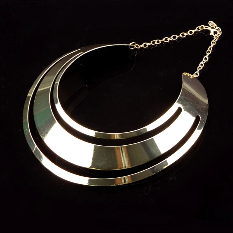 Silver Metal Crescent Choker Punk Hip Hop Rock Necklace