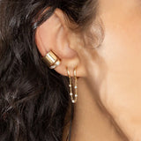 Silver Plated Double Hole Link Chain Circle Hoop Earrings