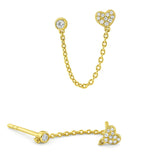 Silver Plated Double Hole Link Chain Circle Hoop Earrings