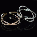 Silver Rhinestones Bangles for Women Crystal Wedding Bridal Cuff Bracelets