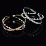 Silver Rhinestones Bangles for Women Crystal Wedding Bridal Cuff Bracelets