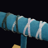 Silver Rhinestones Bangles for Women Crystal Wedding Bridal Cuff Bracelets